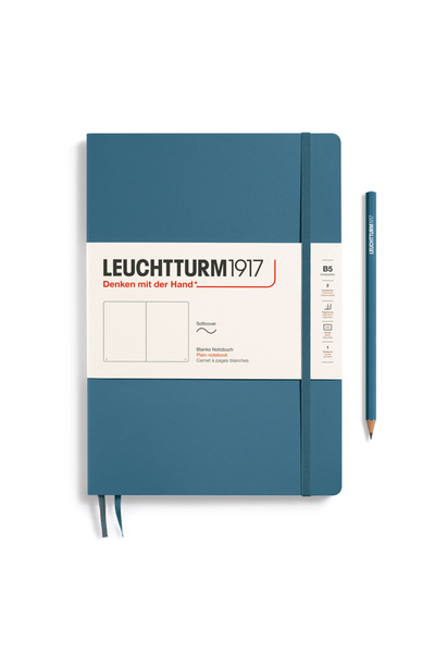Leuchtturm Caiet B5 cu copertă flexibilă din vellum, albastru piatră