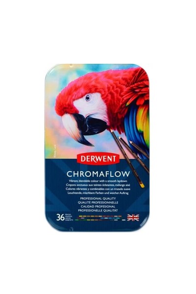 Derwent Επαγγελματικό σετ χρωματιστών μολυβιών Chromaflow, μεταλλικό κουτί, 3...