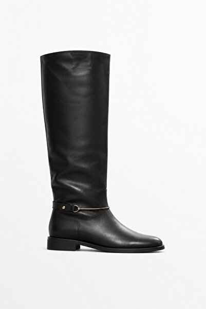 5in1Canpolat Black Leather Classic Riding Boots 24449