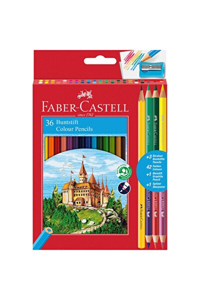 Faber Castell Colored Pencils 36 Colors Faber-Castell + Sharpener, 3 Bicolor ...