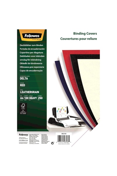 Fellowes Coperți din carton roșu A4, 100 bucăți/pachet