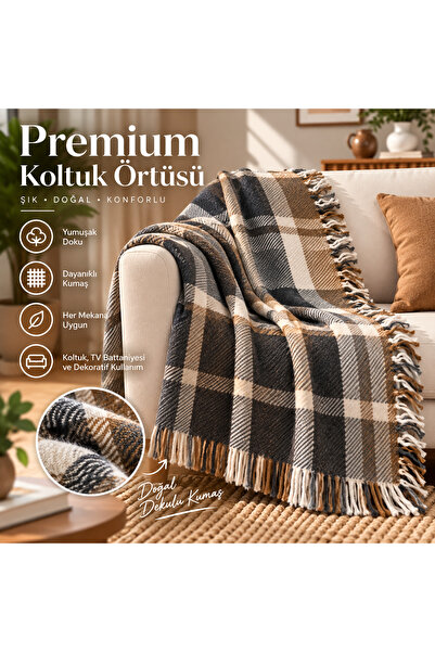 SEVHOME CONCEPT Moka Yumuşak Dokulu Dekoratif Battaniye