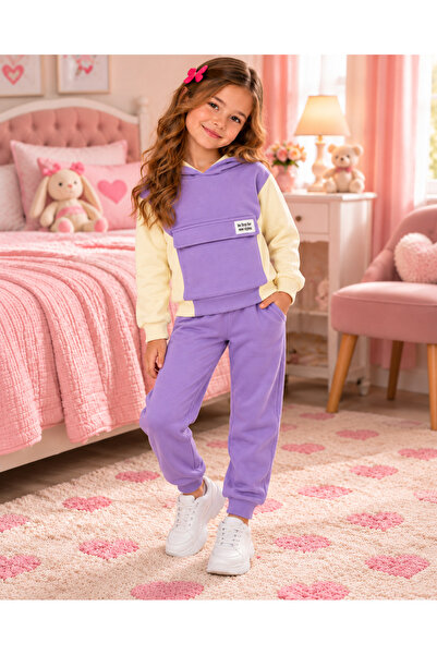 KAMİKAM Very Good Quality 2 Strands. Girl's Hooded Set with Pockets