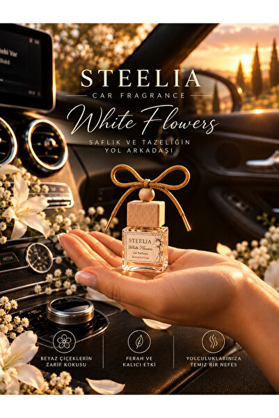 White Flowers Premium Araç Kokusu 8 ML | Uzun Süre Kalıcı Dikiz Aynası Asmalı Oto Parfümü