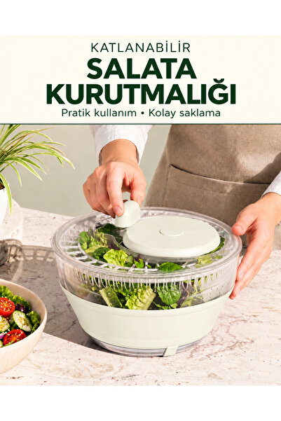 Katlanabilir Salata Kurutmalığı Sebze ve Yeşillik Kurutucu Krem