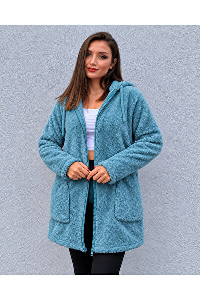 İkmal Peluş Tunik Fermuarlı Hırka