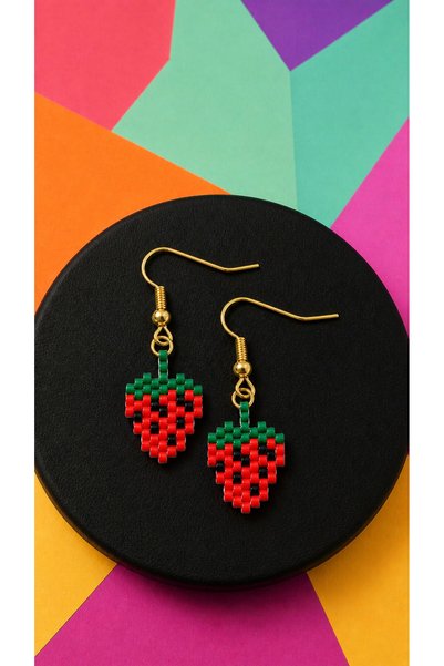SEARD Miyuki Bead Handmade Strawberry Earrings