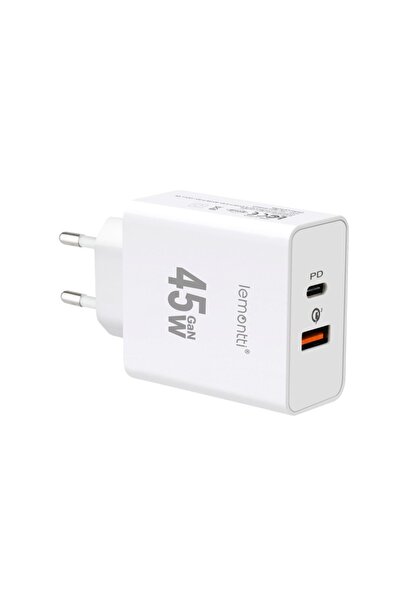 lemontti Încărcător de rețea GaN cu încărcare rapidă 45W, 1 x PD Type-C + 1 x...