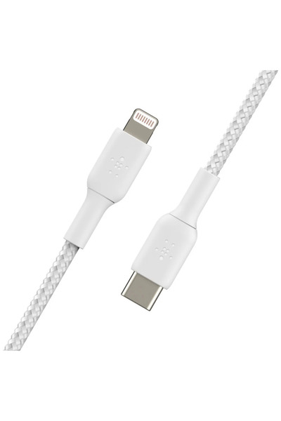 Belkin سلك بيلكن تايب سي تو لايتننق قماشي 2 متر - أبيض