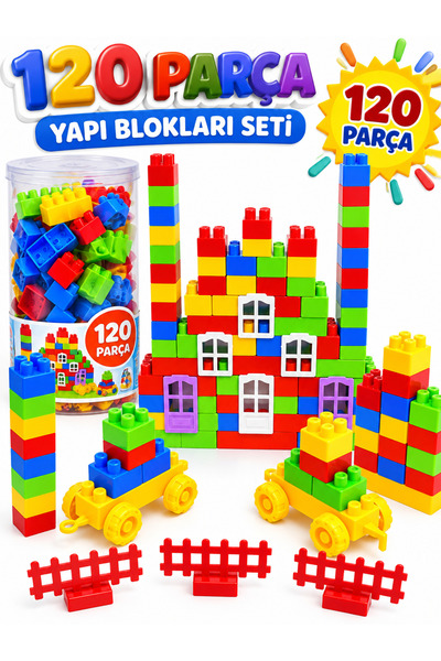 a v d a 120 Parça Vakum Silindir Tekerlekli Eğitici Zeka Blokları Yapı Blok S...