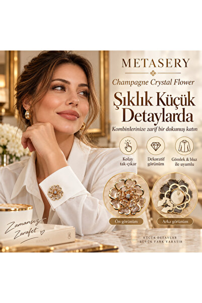 MetaSery Yeni Trend İnci Görünümlü Kalp Düğme Broş, Gold Detaylı Siyah Düğme ...
