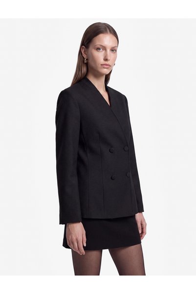 Koton Double-Breasted Lapel Blazer Jacket with Buttoned Stitching Detail