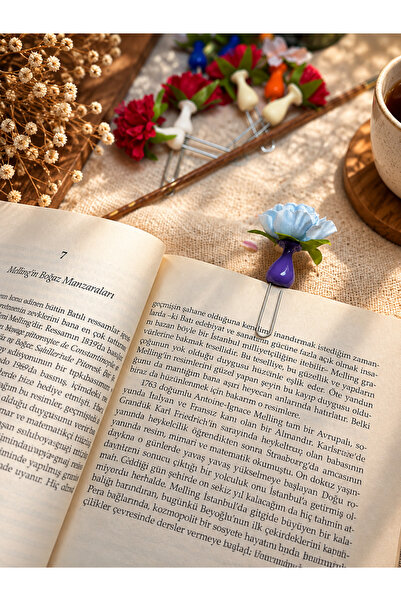 Güsvent Design Co El Yapımı Çiçekli Vazo Kitap Ayracı