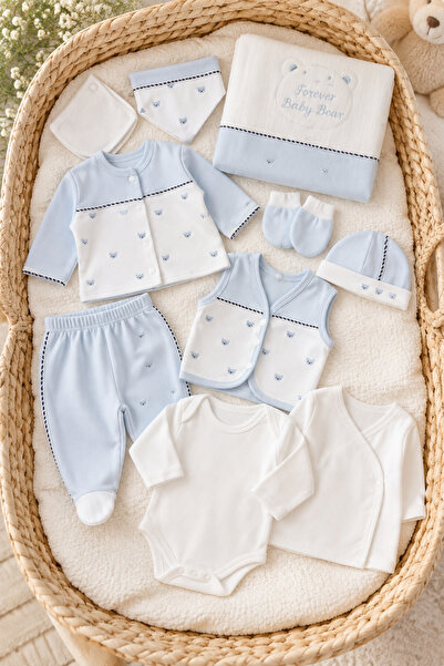 Cherub Baby Teddy Bear %100 Pamuk Yenidoğan Erkek Bebek 10 Parça Hastane Çıkı...
