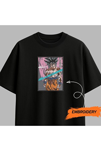 KEYFHOME Goku Dragon Ball Anime Tricou brodat Unisex 100% bumbac