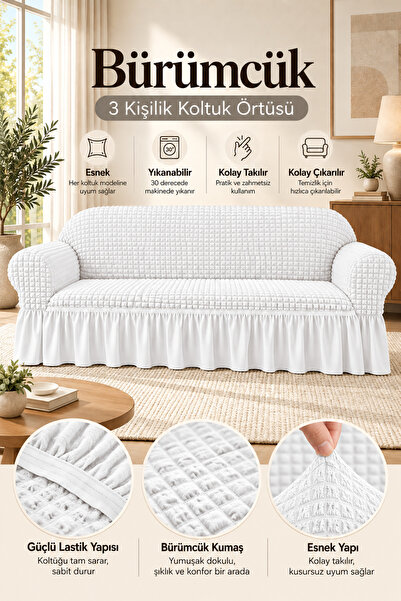 elgeyar Bürümcük Koltuk, Kanepe, Çekyat Örtüsü, Koltuk Kılıfı 3kişilik(1adet)