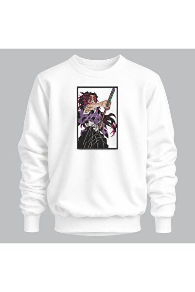 KEYFHOME Kokushibo Demon Slayer Anime Broderie Sweatshirt cu gât de ciclism U...