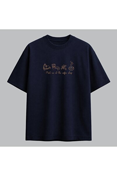 KEYFHOME Întâlnimă-te cu mine la cafenea Tricou unisex cu broderie tematică K...