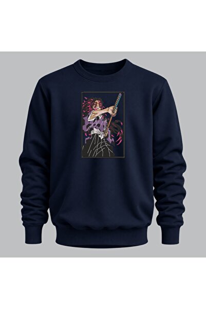 KEYFHOME Kokushibo Demon Slayer Anime Broderie Sweatshirt cu gât de ciclism U...