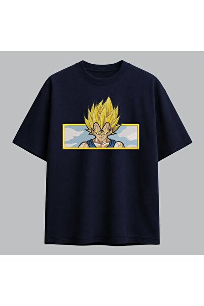 KEYFHOME Vegeta Dragon Ball Anime Embroidered T-Shirt Unisex 100% Cotton