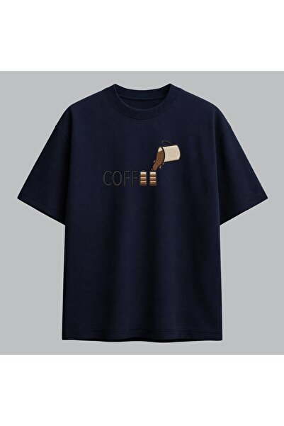 KEYFHOME Tricou unisex cu broderie tematică Kahve, încărcare de cafea, 100% b...