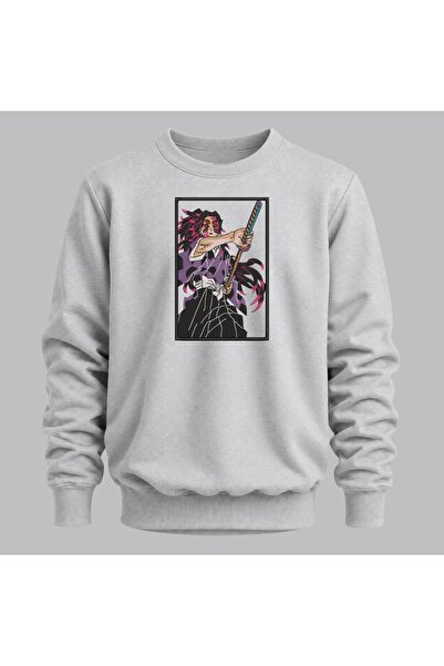 KEYFHOME Kokushibo Demon Slayer Anime Broderie Sweatshirt cu gât de ciclism U...