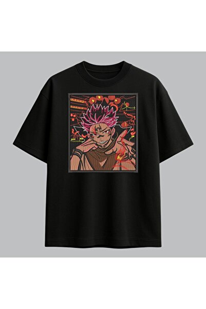 KEYFHOME Ryomen Sukuna Jujutsu Kaisen Anime Embroidered T-Shirt Unisex 100% C...