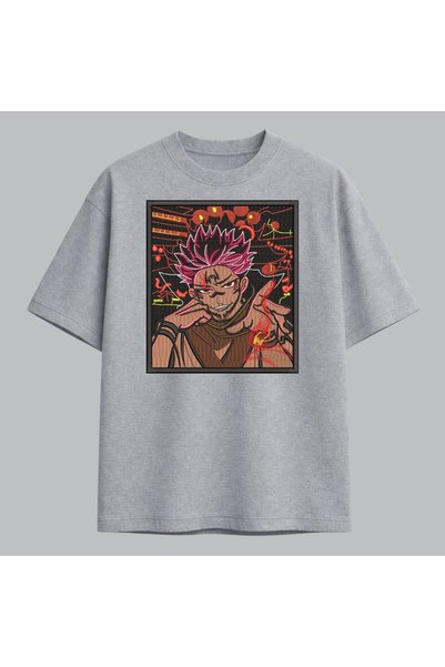 KEYFHOME Ryomen Sukuna Jujutsu Kaisen Anime Κεντημένο T-Shirt Unisex 100% Βαμ...