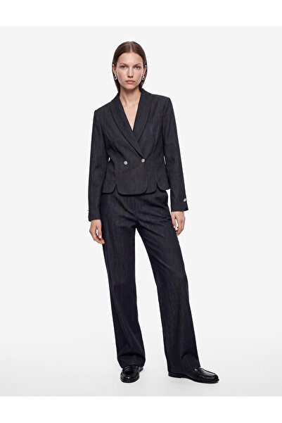 Koton Slim Fit Uzun Kollu Düğmeli Şal Yaka Kruvaze Blazer Ceket