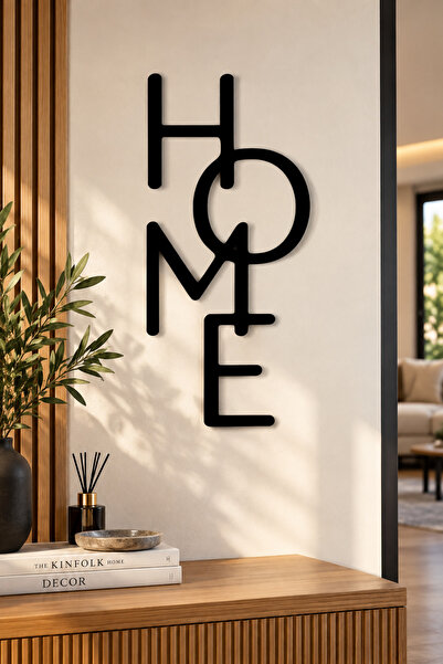 VENON Metal HOME YAZILI Dekoratif Siyah 40 Cm Tablo Duvar Dekoru Minimalist M...