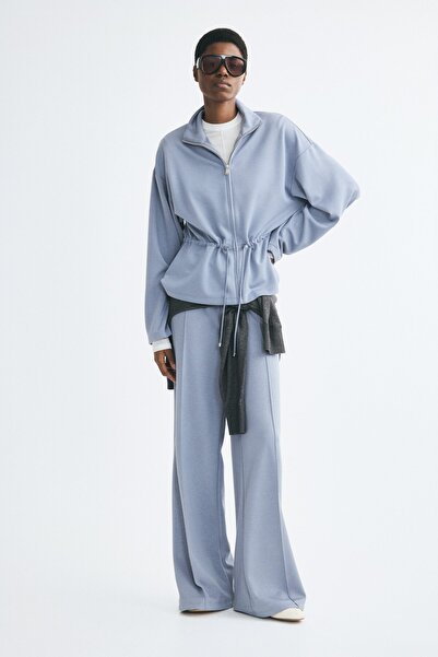 H&M Büzgü Bağı Detaylı ve Fermuarlı Sweatshirt