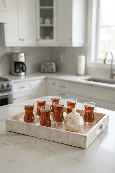 İSKA HEDİYELİK Lüks Detaylı Dekoratif Sunum Tepsisi - BÜYÜK BOY 30x40 cm