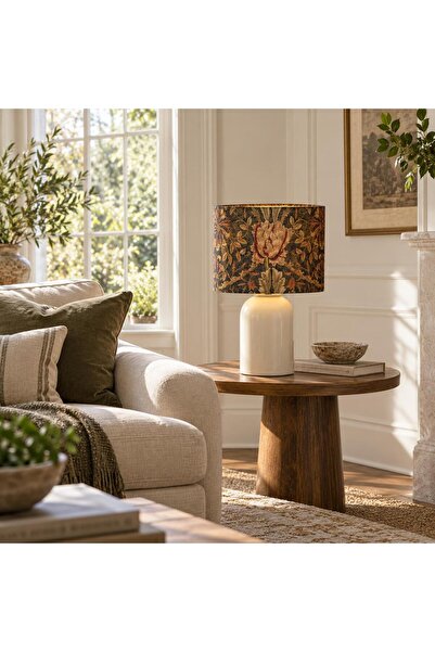 retro home design Krem Ayaklı Kahverengi Çiçek Kadife Kumaş Şapkalı Şık Yatak...