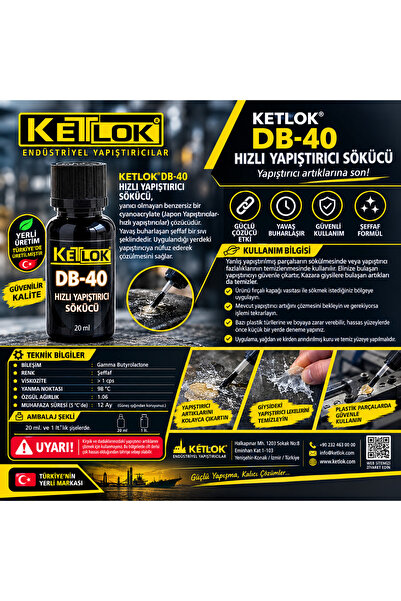 ®  DB-40 YAPIŞTIRICI ÇÖZÜCÜ 20GR (JAPON YAPIŞTIRICILAR İÇİN)