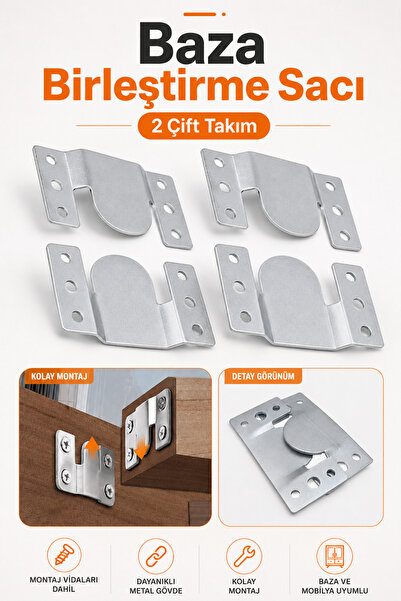 Badem10 Metal (2 ÇİFT TAKIM) Mobilya Baza Koltuk Köşe Kanepe Çekyat Birleştir...