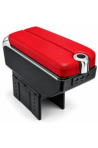 Mega Oto Market Usb Aktarmalı Universal Kolçak Kol Dayama Çift Açılır Kırmızı...