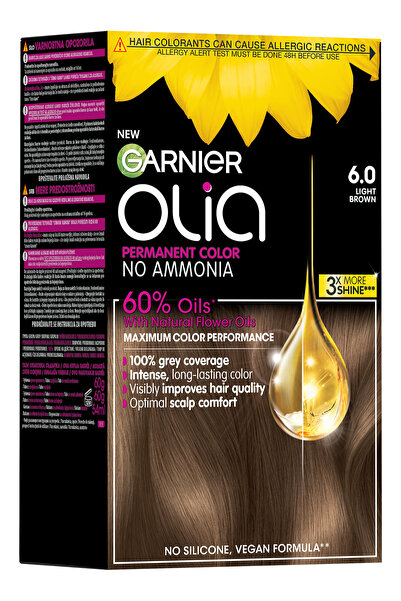Garnier Vopsea de par permanenta fara amoniac Garnier Olia 6.0 Light Brown, 1...