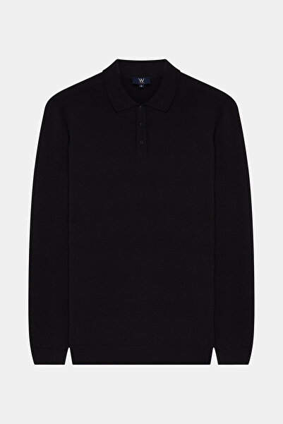 W Collection SİYAH POLO YAKA UZUN KOLLU KAZAK