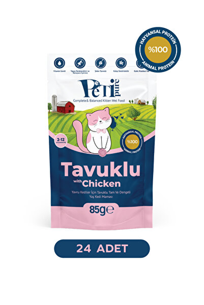 Tavuklu Yaş Kedi Maması 85 gr x 24 Adet – Jöle İçinde Parça Etli - Yavru Kedi