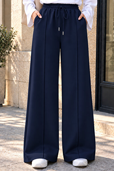 Balenbi Women's Scuba Fabric Basic Full-Length Striped Palazzo Trousers 377 N...