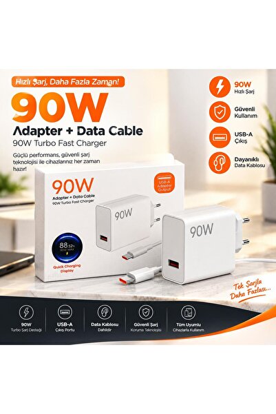 90W TURBO SANİYELİ USB TO TYPC-E ŞARJ ALETİ