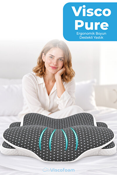 Viscofoam ViscoPure Boyun Destekli Ortopedik Visco Yastık 69x37x10 cm