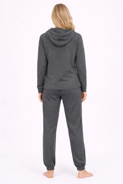 Burcumay Women's Hooded Winter Grey Tracksuit Pajama Set