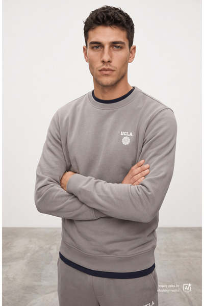 UCLA VALLEY Grafit Bisiklet Yaka Baskılı Standard Fit Erkek Sweatshirt
