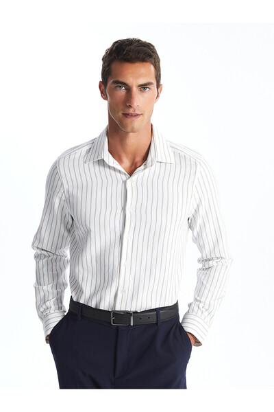 LC Waikiki Nevavm Farkıyla Lcw Business Beige Dobby Striped Narrow & Slim Men...