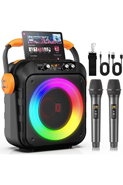 GENERAL HWWR Karaoke Machine with 2 Wireless Microphones, Portable Bluetooth ...