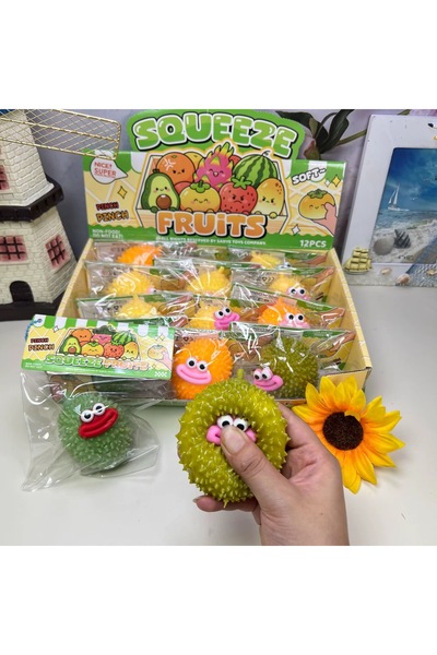 vattara Durian Squeeze Sıkma Oyuncağı Dikenli Yapı Göz ve Ağız Detaylı Sukuşi...