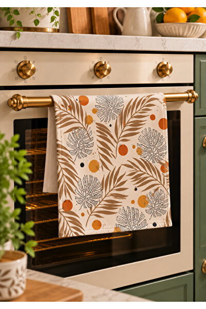 Nari Collections Bohemian Leaf Patterned Oven Cover – 35X50 Cm, Digital Printed Suede Fabric