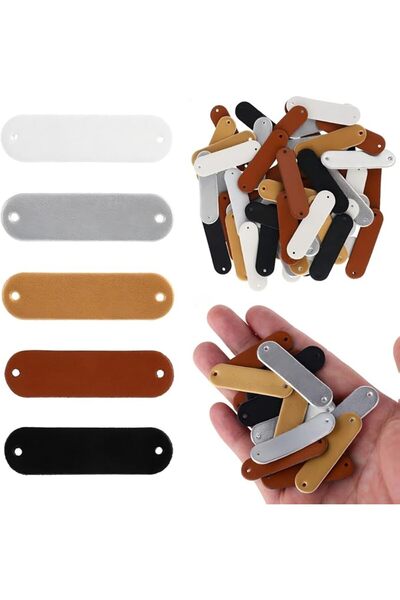 TERRIFI 60 Pieces Pu Leather Blank Tags, Lightweight Craft Stickers with Hole...