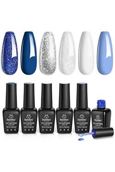 beetles Gel Polish مجموعة طلاء أظافر جيلي بيتلز، 6 ألوان طبيعية شفافة وردية و...